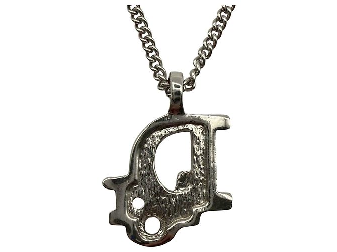 Collana Christian Dior Logo Cristalli e Strass Argento - vista 2