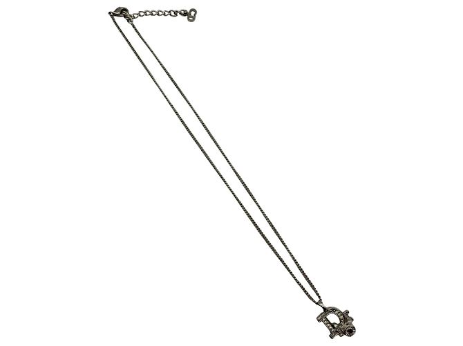 Collana Christian Dior Logo Cristalli e Strass Argento - vista 3