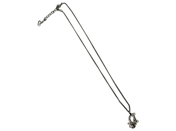 Collana Christian Dior Logo Cristalli e Strass Argento - vista 4