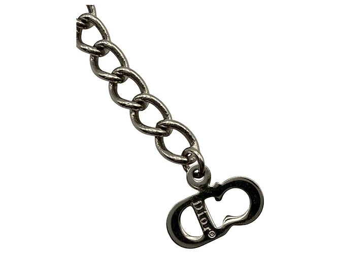 Collana Christian Dior Logo Cristalli e Strass Argento - vista 6