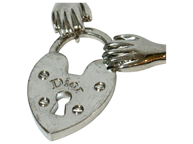 Christian Dior Bracciale da caviglia Lucchetto Cuore in metallo argentato Argento - vista 2