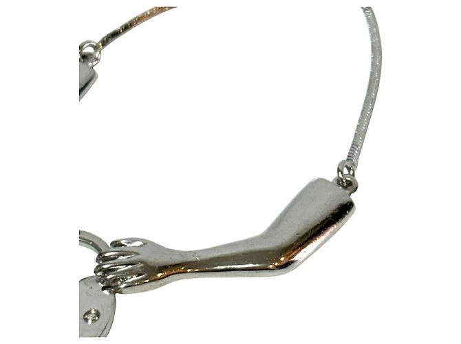 Christian Dior Bracciale da caviglia Lucchetto Cuore in metallo argentato Argento - vista 3
