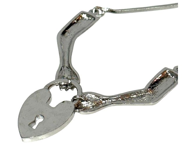 Christian Dior Bracciale da caviglia Lucchetto Cuore in metallo argentato Argento - vista 6