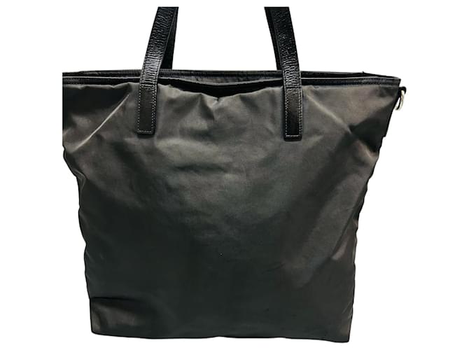 Prada Borsa Tote Nylon Tessuto e Pelle Nera Nero - vista 3