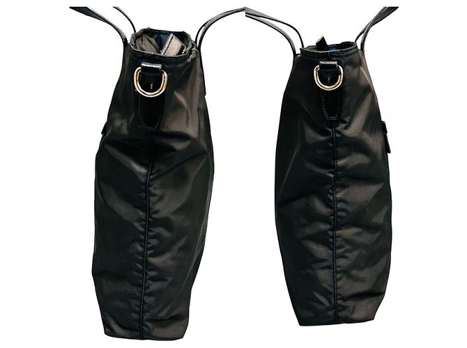 Prada Borsa Tote Nylon Tessuto e Pelle Nera Nero - vista 4