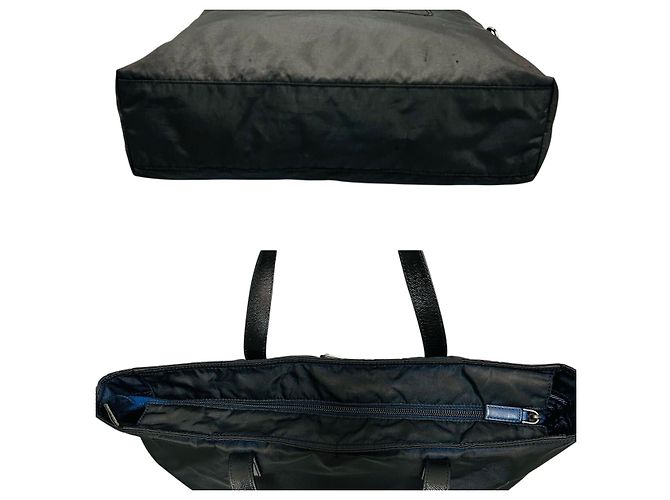 Prada Borsa Tote Nylon Tessuto e Pelle Nera Nero - vista 5