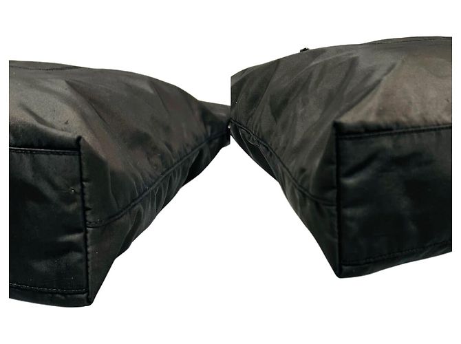 Prada Borsa Tote Nylon Tessuto e Pelle Nera Nero - vista 6