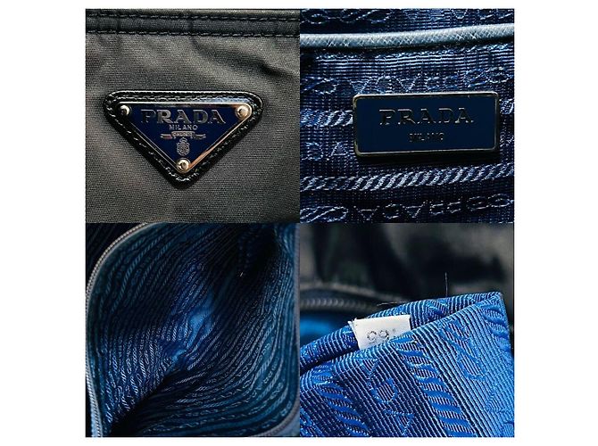 Prada Borsa Tote Nylon Tessuto e Pelle Nera Nero - vista 9