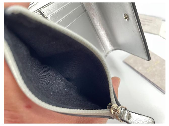 Jimmy Choo Loni Silver Leather Wallet Silvery - view 10