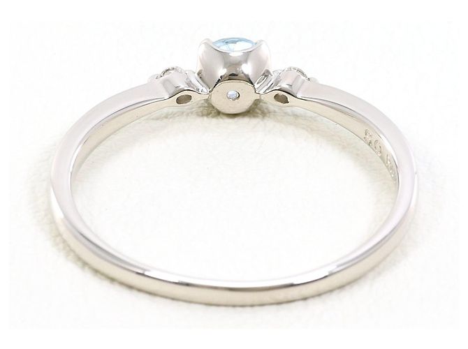 Autre Marque PT900 Platinring mit Aquamarin und Diamant - Ansicht 3