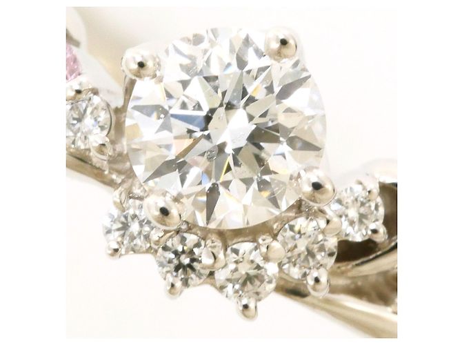 Autre Marque PT900 Platinring mit Diamanten Pink Blau - Ansicht 2