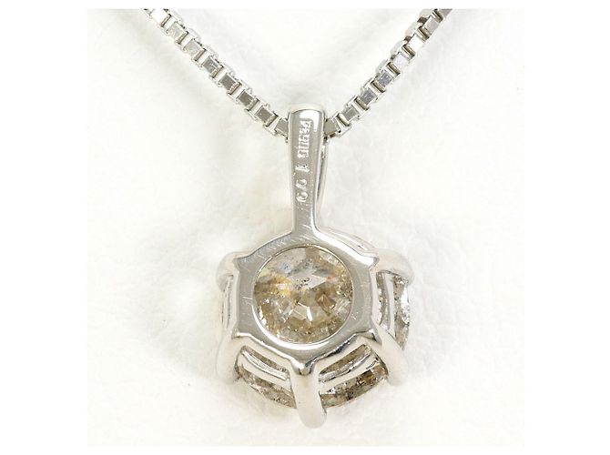 Autre Marque Platinhalskette mit Diamantanhänger - Ansicht 3