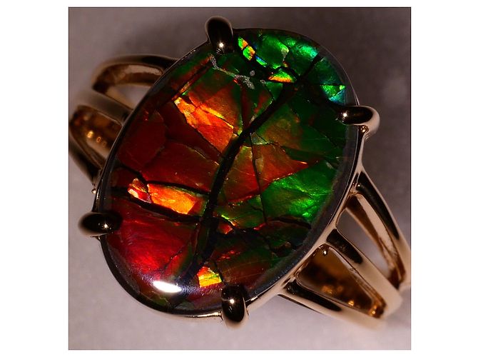 Autre Marque 14K Gelbgold-Ammolit-Ring Golden - Ansicht 2