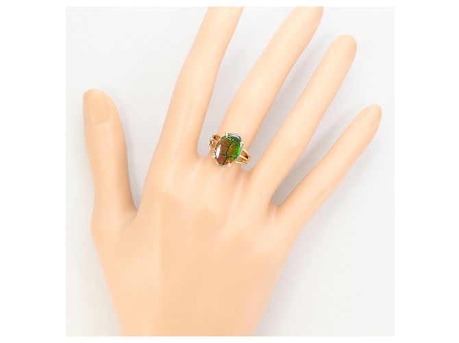 Autre Marque 14K Gelbgold-Ammolit-Ring Golden - Ansicht 7
