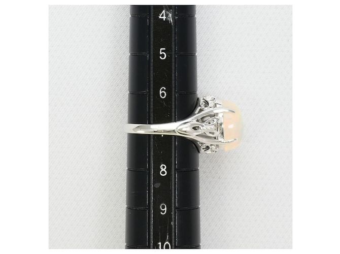 Autre Marque Anello a fascia in oro bianco 14K con opale D'oro - vista 8