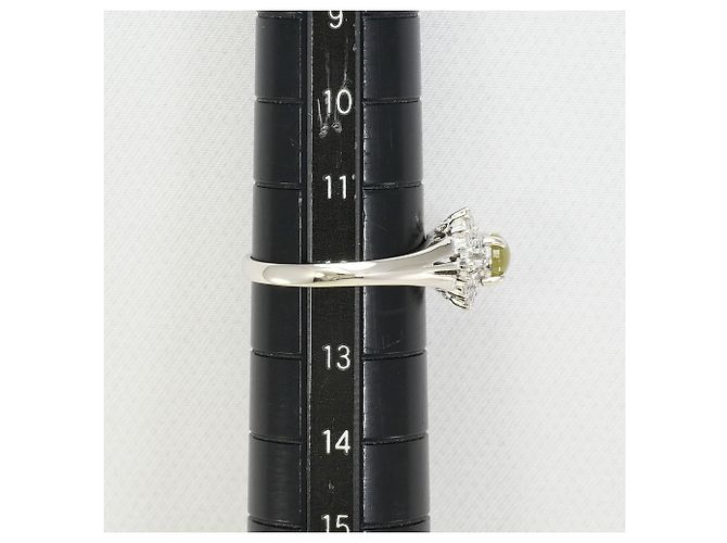 Autre Marque Platin-Ring mit Katzenauge und Diamant - Ansicht 8