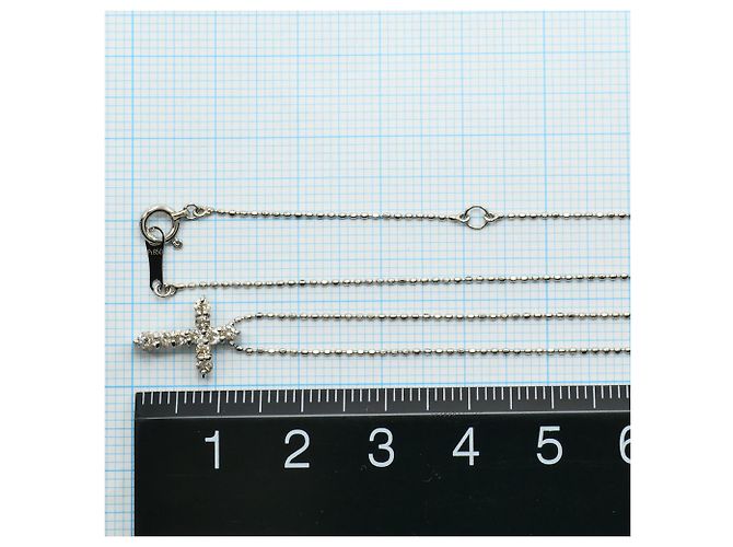 Autre Marque Platin-Halskette PT900/PT850 mit Diamant - Ansicht 4