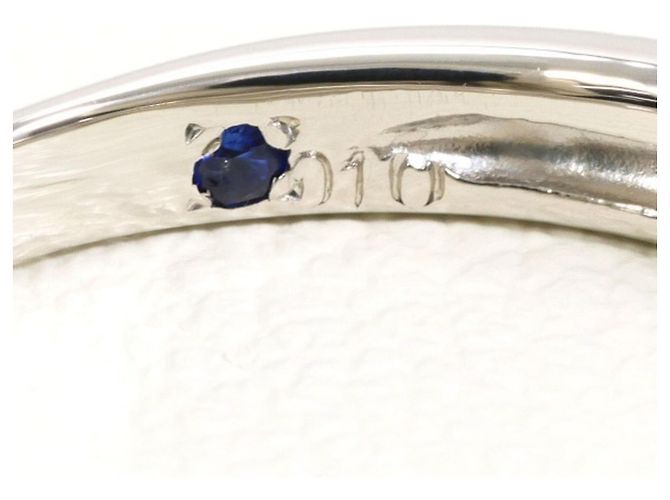 Autre Marque Platinring mit Diamant und Saphir - Ansicht 5