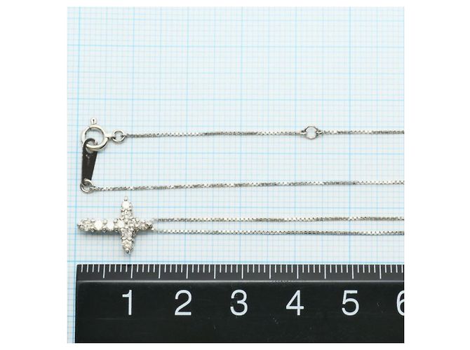 Autre Marque Platinhalskette mit Diamantanhänger - Ansicht 4