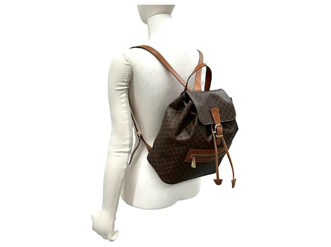 Céline CELINE Vintage Macadam Blazon Pattern Lederrucksack Braun - Ansicht 2