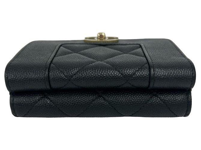 Cartera tríptico Chanel Mademoiselle Coco Mark en piel caviar Negro - vista 3