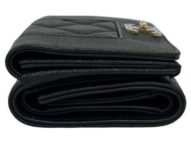 Cartera tríptico Chanel Mademoiselle Coco Mark en piel caviar Negro - vista 5