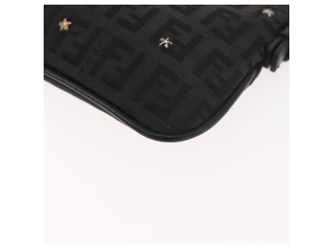 Borsa a tracolla FENDI Zucchino Canvas con catena Nero Oro Auth bs35294A D'oro - vista 15