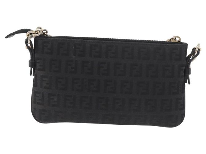 Borsa a tracolla FENDI Zucchino Canvas con catena Nero Oro Auth bs35294A D'oro - vista 2