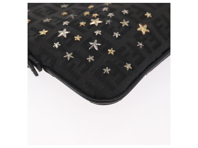 Borsa a tracolla FENDI Zucchino Canvas con catena Nero Oro Auth bs35294A D'oro - vista 8