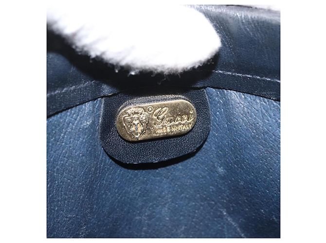 GUCCI Micro GG Supreme Schultertasche PVC Navy Gold Auth BA13153 Golden Marineblau - Ansicht 10