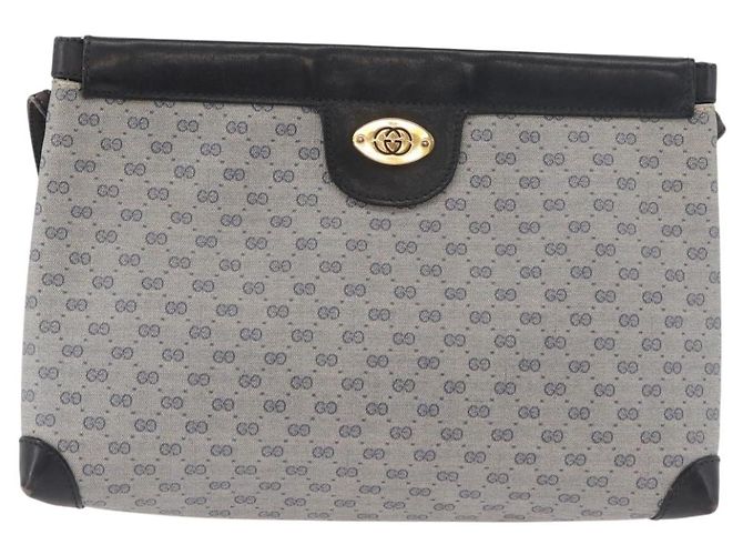 GUCCI Micro GG Supreme Schultertasche PVC Navy Gold Auth BA13153 Golden Marineblau - Ansicht 13