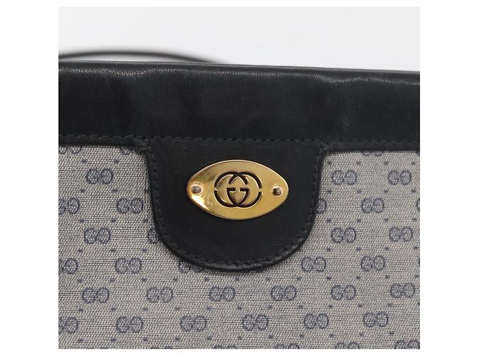 GUCCI Micro GG Supreme Schultertasche PVC Navy Gold Auth BA13153 Golden Marineblau - Ansicht 17