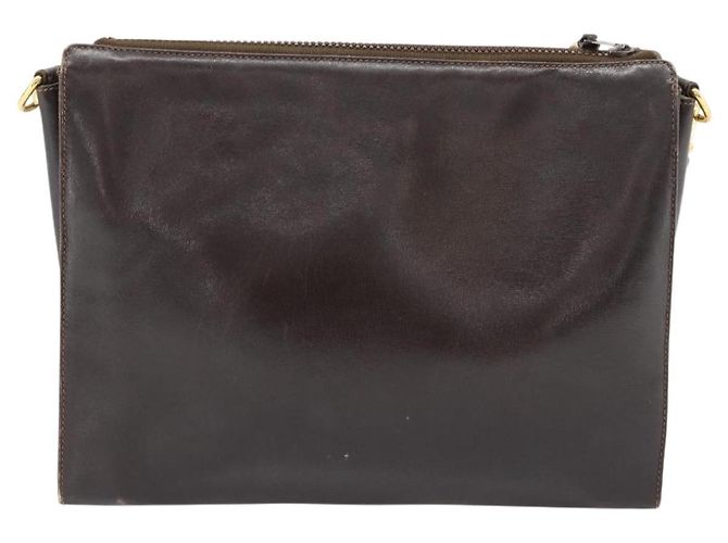 Borsa a tracolla GUCCI Web Sherry Line Pelle Marrone Rosso Verde Auth 181788 - vista 2