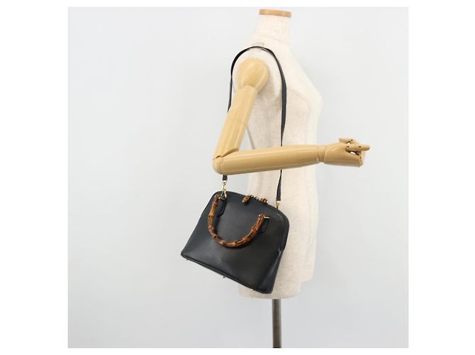 Borsa GUCCI Bamboo in Pelle 2way Verde Oro 000 1274 0290 Auth 180052 D'oro - vista 24