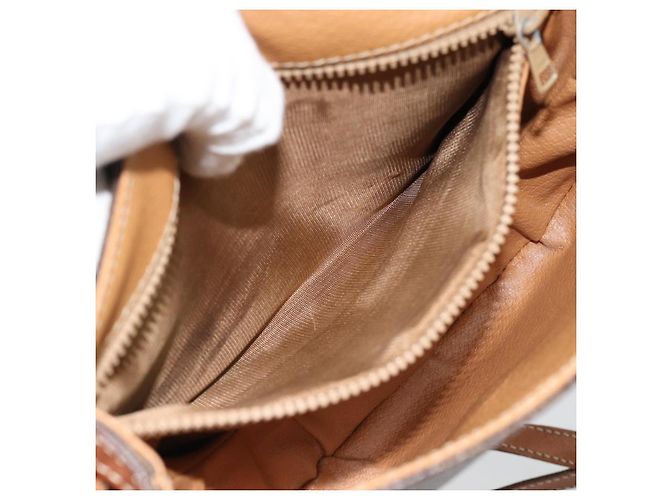 Céline Borsa a tracolla CELINE Macadam Canvas PVC Pelle Marrone Oro Auth ka4520 D'oro - vista 11