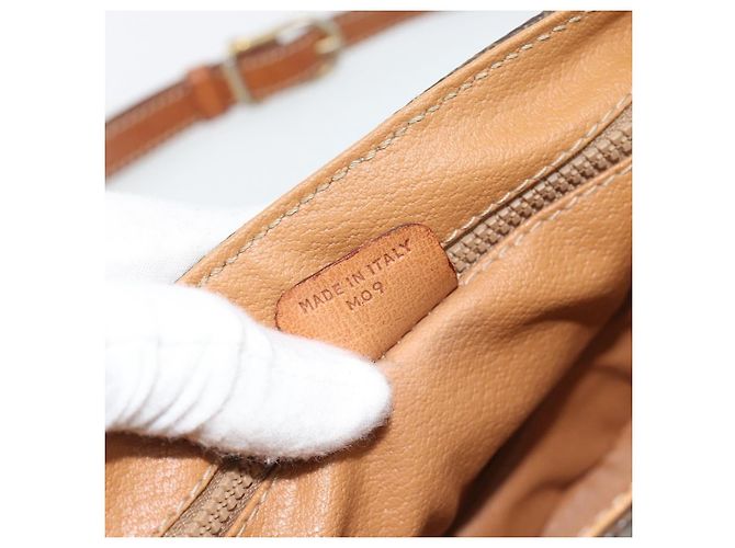 Céline Borsa a tracolla CELINE Macadam Canvas PVC Pelle Marrone Oro Auth ka4520 D'oro - vista 12