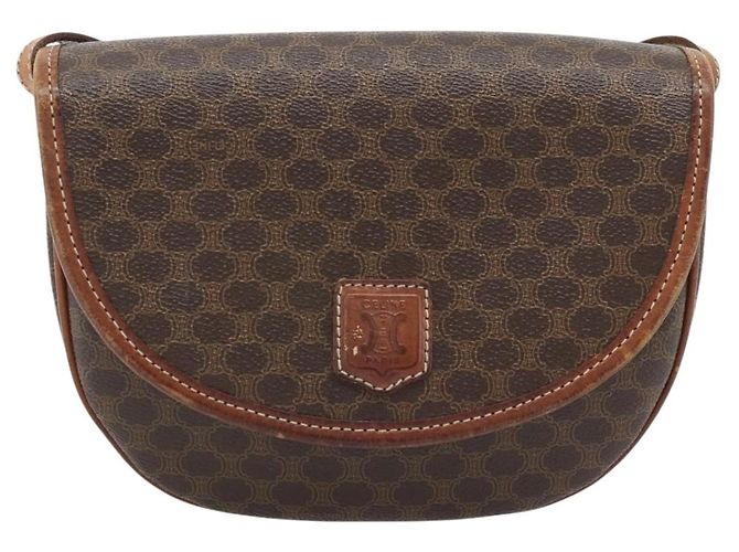 Céline Borsa a tracolla CELINE Macadam Canvas PVC Pelle Marrone Oro Auth ka4520 D'oro - vista 13