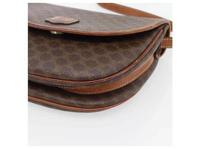 Céline Borsa a tracolla CELINE Macadam Canvas PVC Pelle Marrone Oro Auth ka4520 D'oro - vista 14