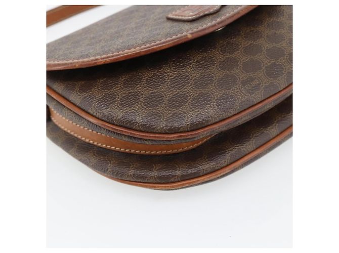 Céline Borsa a tracolla CELINE Macadam Canvas PVC Pelle Marrone Oro Auth ka4520 D'oro - vista 15