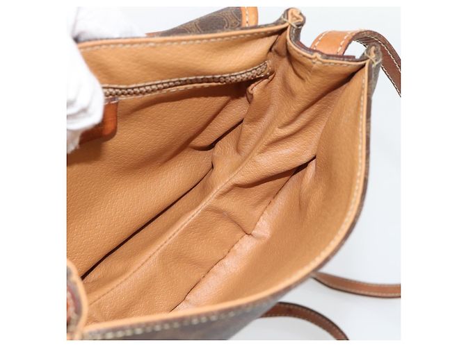 Céline Borsa a tracolla CELINE Macadam Canvas PVC Pelle Marrone Oro Auth ka4520 D'oro - vista 19