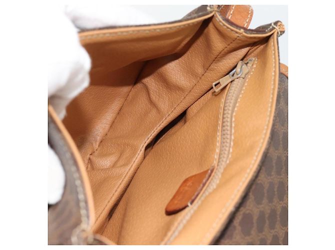 Céline Borsa a tracolla CELINE Macadam Canvas PVC Pelle Marrone Oro Auth ka4520 D'oro - vista 20