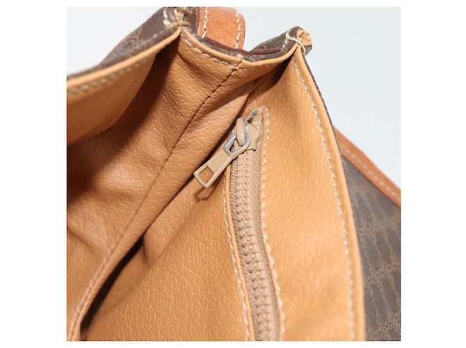 Céline Borsa a tracolla CELINE Macadam Canvas PVC Pelle Marrone Oro Auth ka4520 D'oro - vista 21