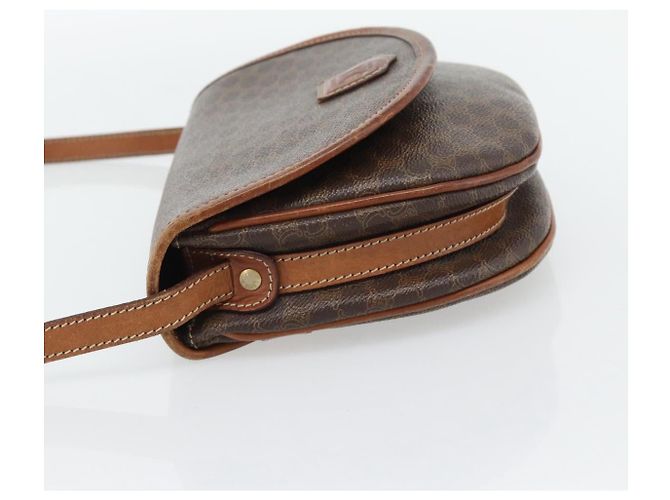 Céline Borsa a tracolla CELINE Macadam Canvas PVC Pelle Marrone Oro Auth ka4520 D'oro - vista 3