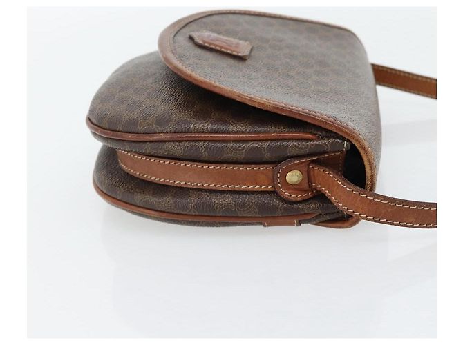 Céline Borsa a tracolla CELINE Macadam Canvas PVC Pelle Marrone Oro Auth ka4520 D'oro - vista 4