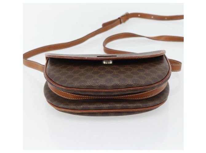 Céline Borsa a tracolla CELINE Macadam Canvas PVC Pelle Marrone Oro Auth ka4520 D'oro - vista 5