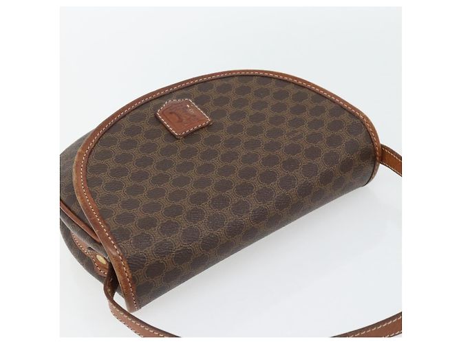 Céline Borsa a tracolla CELINE Macadam Canvas PVC Pelle Marrone Oro Auth ka4520 D'oro - vista 6