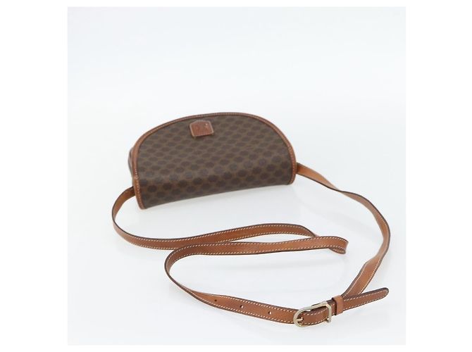 Céline Borsa a tracolla CELINE Macadam Canvas PVC Pelle Marrone Oro Auth ka4520 D'oro - vista 7