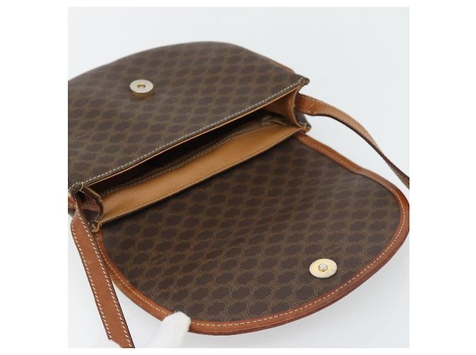 Céline Borsa a tracolla CELINE Macadam Canvas PVC Pelle Marrone Oro Auth ka4520 D'oro - vista 9