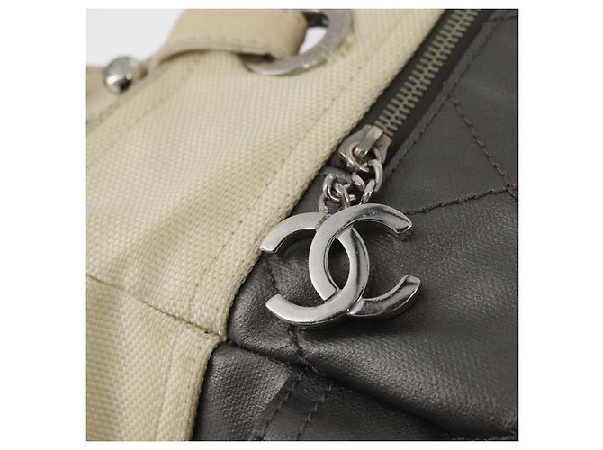 CHANEL Paris Biarritz MM Tote Bag beschichtet Canvas Silber CC Authentisch 182784 - Ansicht 18
