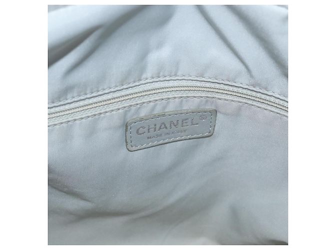 CHANEL Paris Biarritz MM Tote Bag beschichtet Canvas Silber CC Authentisch 182784 - Ansicht 19